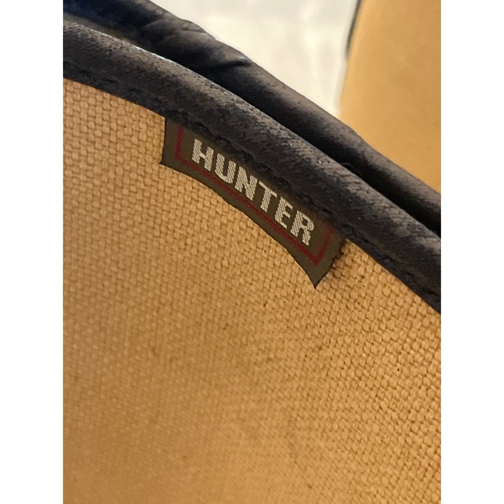 Hunter Tall Canvas and Rubber Rain Boots Tan Black Women Size 40